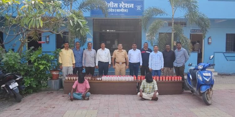नांदेड ग्रामीण पोलिसांची मोठी कारवाई ऑपरेशन क्रॅक डाऊन  अंतर्गत विदेशी दारूचा साठा जप्त