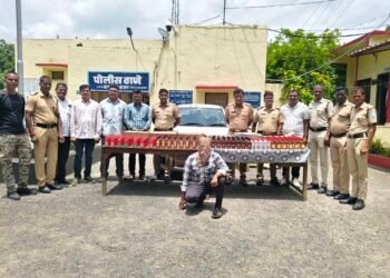 नायगाव पोलिसांची मोठी कारवाई अवैध विदेशी दारू वाहतूक करणारी कार जप्त ६.०१ लाखांचा मुद्देमाल हस्तगत